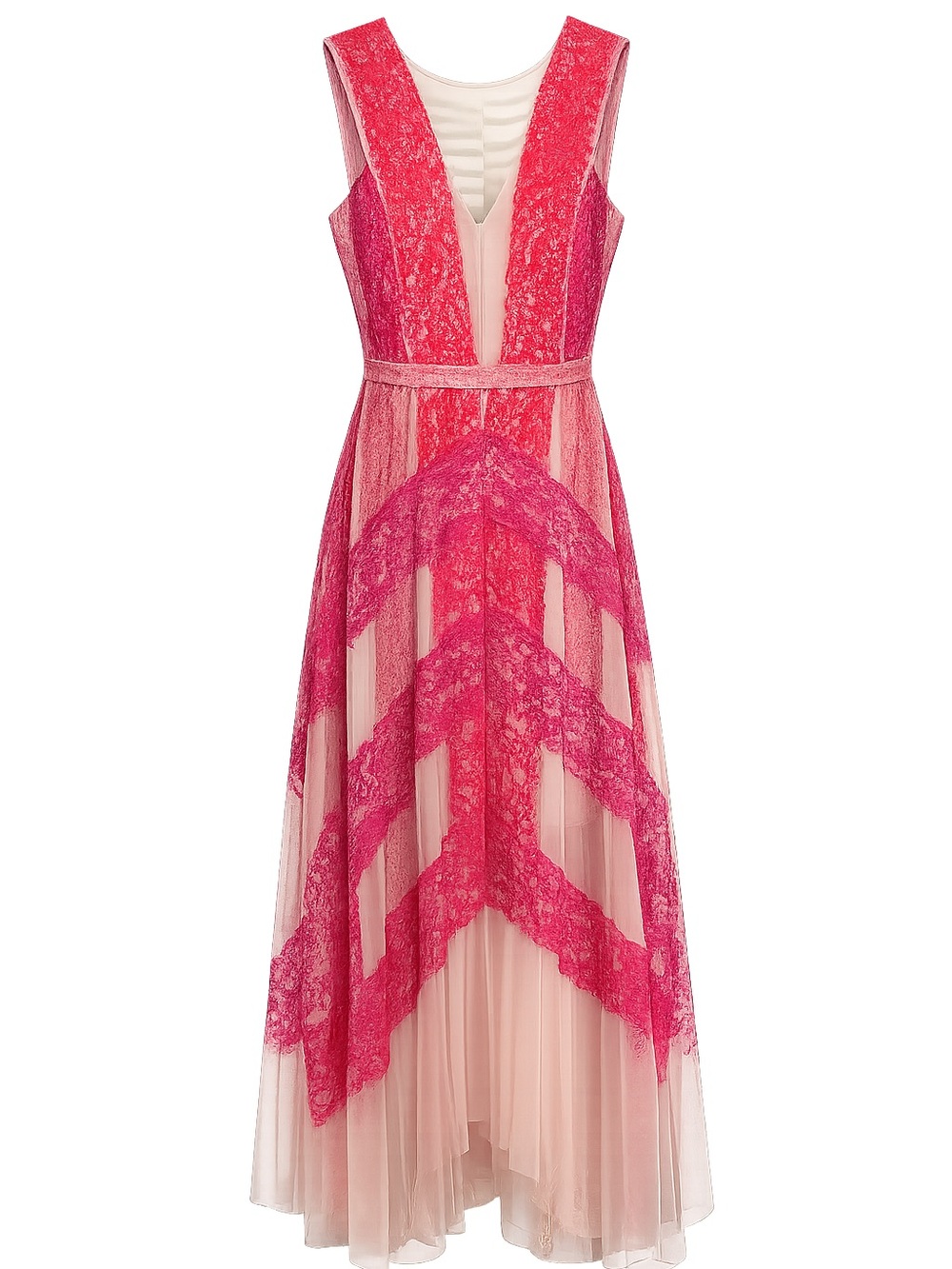 BCBGMaxAzria Pink Lace Overlay Maxi Dress
